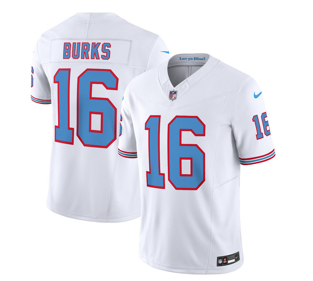 Men's Tennessee Titans #16 Treylon Burks White 2023 F.U.S.E. Vapor Limited Throwback Football Stitched Jersey